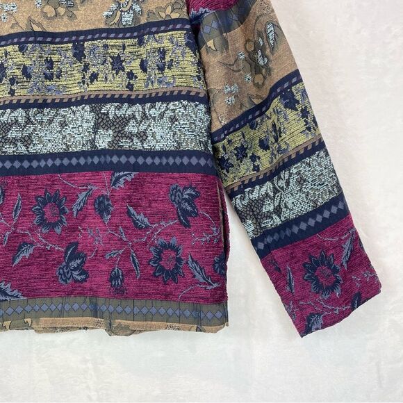 Vintage Koret Jacket 90s Jacquard Tapestry Floral Stripe Women’s 10 Medium - Picture 9 of 15